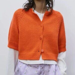 Cordera Short-Sleeve Cotton Cropped Cardigan